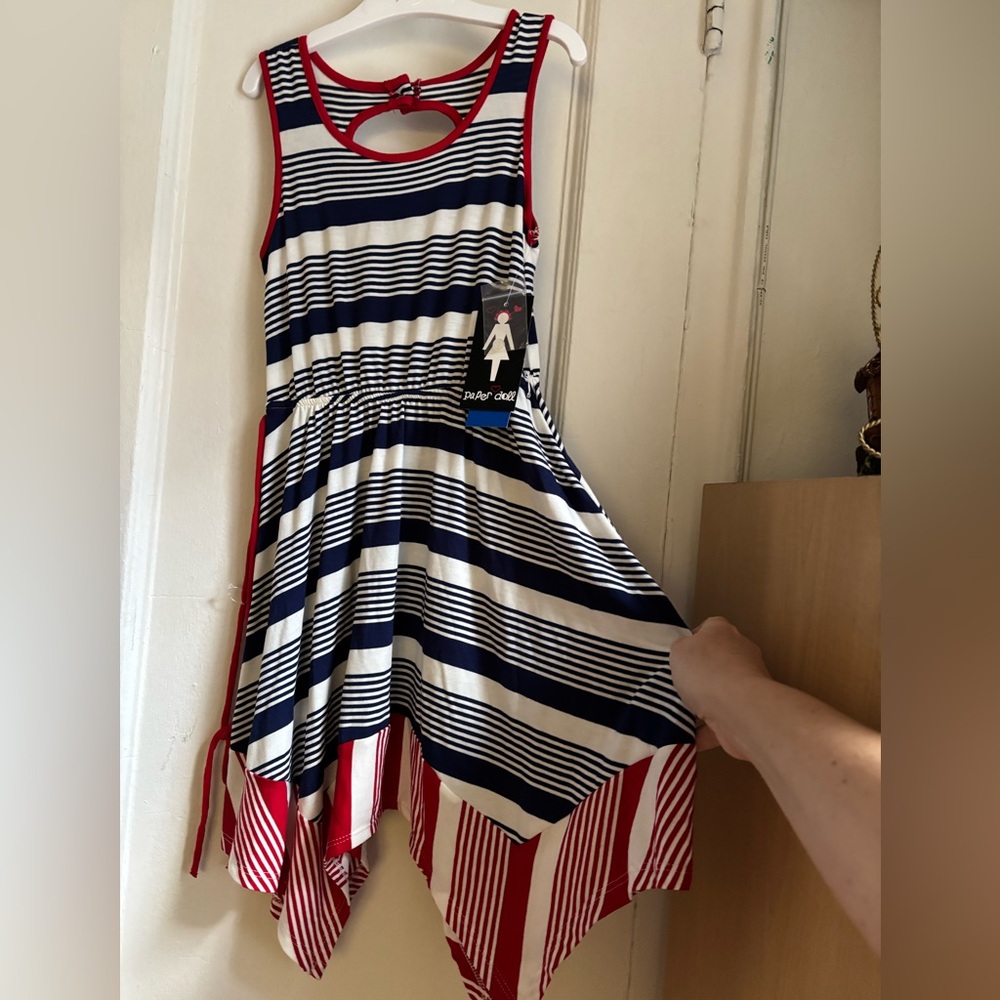 Paper Doll Girl Striped Navy and Red Dress Size 7